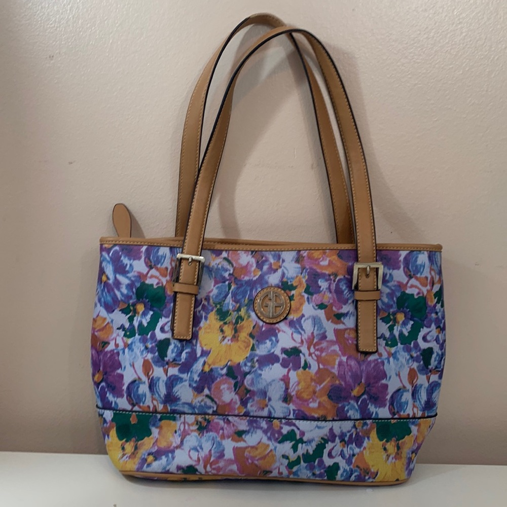 Giani Bernini Blue/Purple Floral Print Handbag - Picture 2 of 9